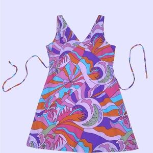 Colorful 60s inspired pattern dress
